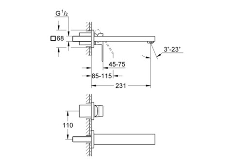 Внешняя часть смесителя для раковины Grohe Eurocube 23447000