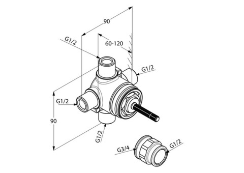 Скрытая часть переключателя Kludi Ambienta 29747