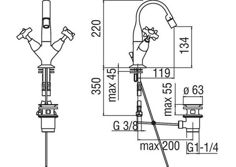 Смеситель для биде Nobili Carlos Primero T3 CP219/1T3CR