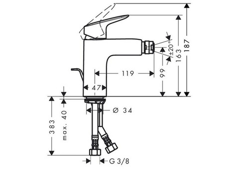 Смеситель для биде Hansgrohe Logis 100 71200000