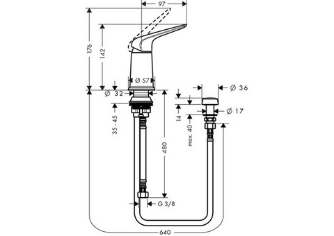 Смеситель для биде Hansgrohe Novus 71145000 вертикальная струя