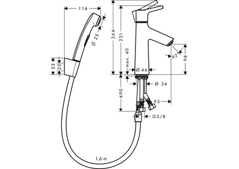 Смеситель для биде Hansgrohe Talis S 72290000 с гигиеническим душем