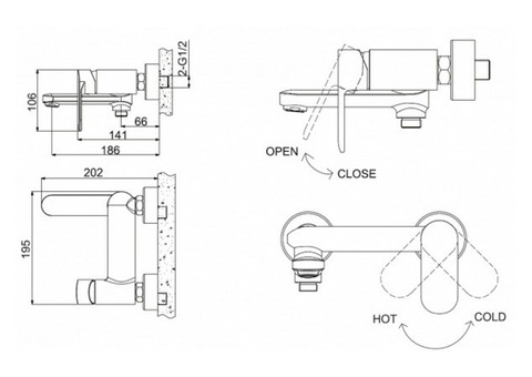 Смеситель для ванны Bravat Opal F6125183CP-01-RUS