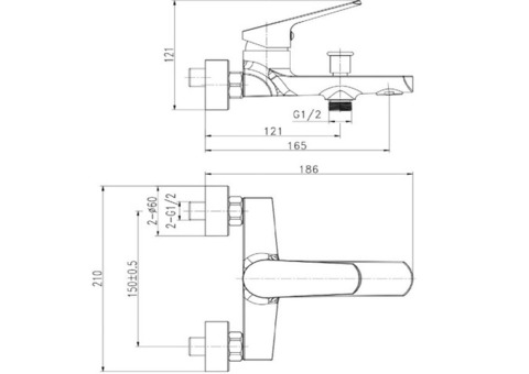 Смеситель для ванны Cersanit Flavis 63035