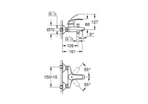 Смеситель для ванны Grohe Eurosmart 33300002