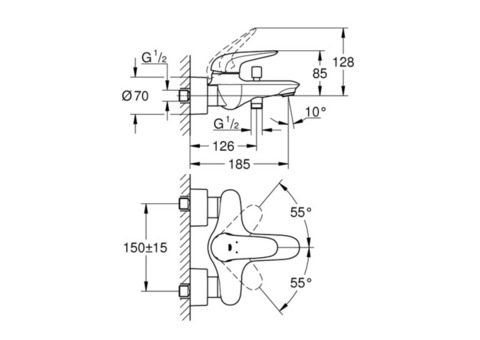 Смеситель для ванны Grohe Eurostyle 23726003