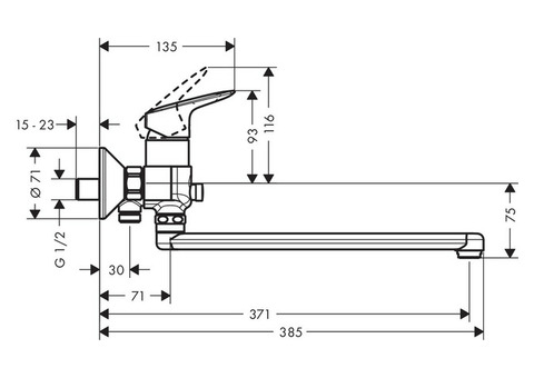 Смеситель для ванны Hansgrohe Logis 71402000