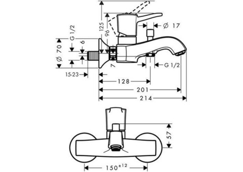 Смеситель для ванны Hansgrohe Metropol 31340000