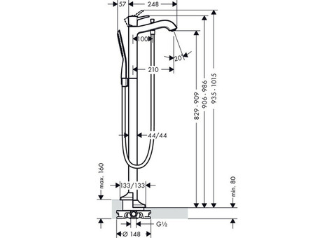 Смеситель для ванны Hansgrohe Metropol 31445000 напольный