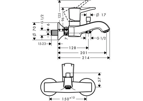 Смеситель для ванны Hansgrohe Metropol 32540000