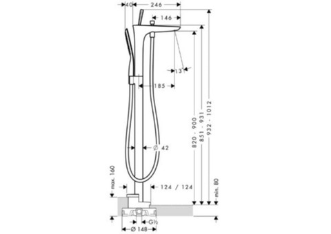 Смеситель для ванны Hansgrohe PuraVida 15473400 напольный белый/хром