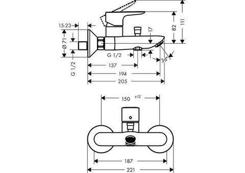 Смеситель для ванны Hansgrohe Talis E 31470000