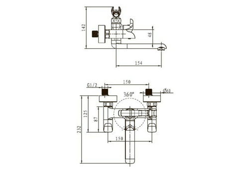 Смеситель для ванны Kaiser Saturn 42022 хром