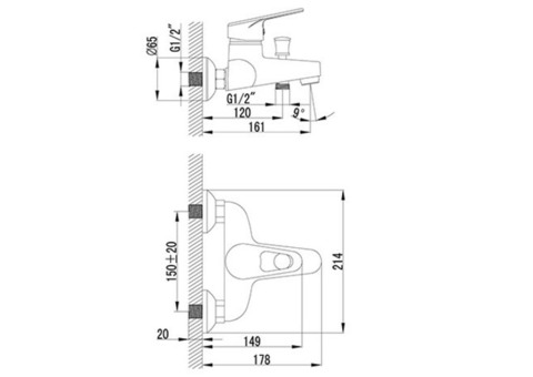 Смеситель для ванны Lemark Luna LM4102C