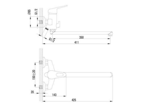 Смеситель для ванны Lemark Luna LM4151C