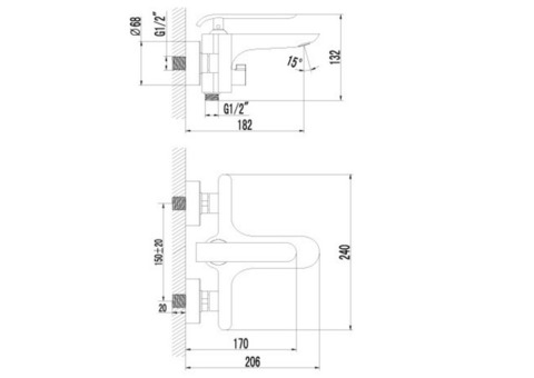 Смеситель для ванны Lemark Melange LM4914CW