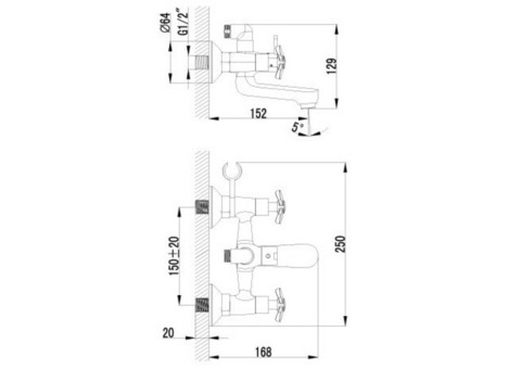 Смеситель для ванны Lemark Partner LM6542C