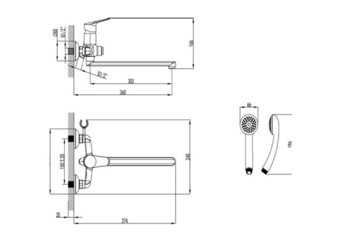 Смеситель для ванны Lemark Partner LM6557C универсальный