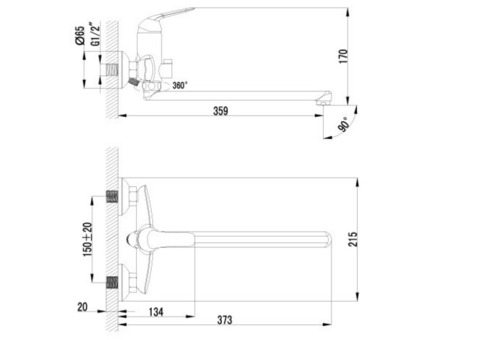 Смеситель для ванны Lemark Plus Advance LM1251C