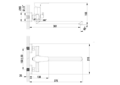 Смеситель для ванны Lemark Plus Factor LM1651C