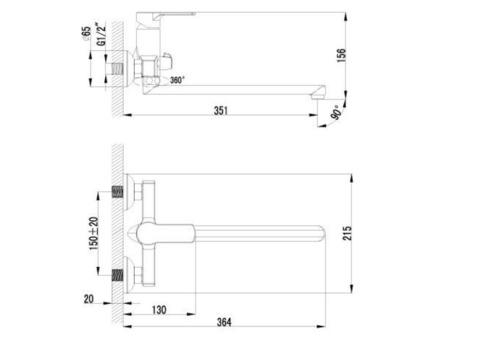 Смеситель для ванны Lemark Plus Grace LM1551C