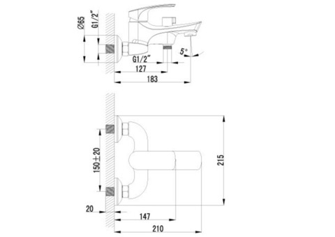 Смеситель для ванны Lemark Plus Shape LM1712C