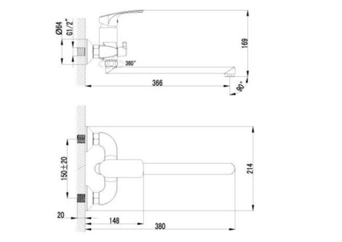 Смеситель для ванны Lemark Plus Shape LM1751C