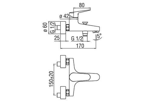 Смеситель для ванны Nobili Blues BS101110/1CR