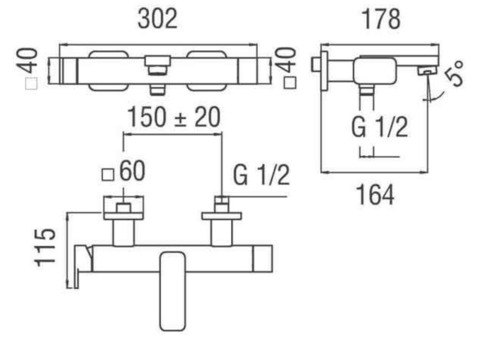 Смеситель для ванны Nobili Loop LP90110/1CR