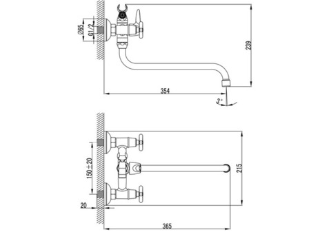 Смеситель для ванны Zenta Flex Z0702 с аксессуарами