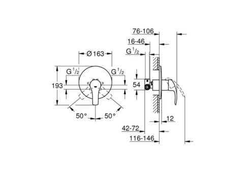 Смеситель для душа Grohe Eurosmart 2015 33556002 встроенный