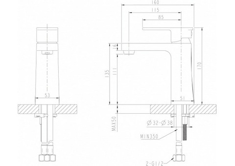 Смеситель для раковины Bravat Riffle F172106C