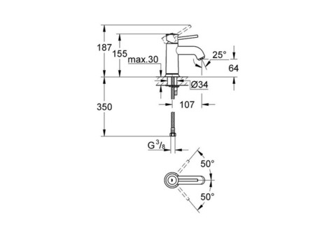 Смеситель для раковины Grohe BauClassic 23162000