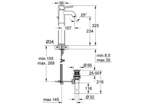 Смеситель для раковины Grohe BauClassic 32868000