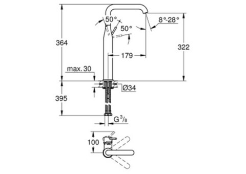 Смеситель для раковины Grohe Essence+ 32901001 свободностоящий