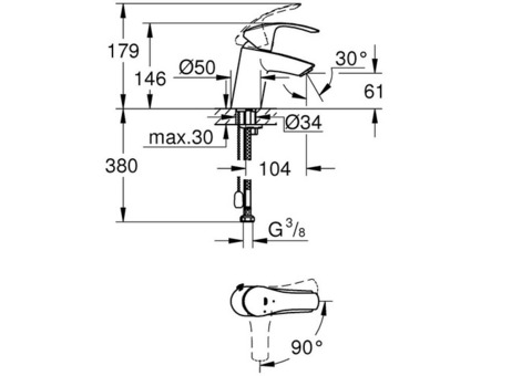 Смеситель для раковины Grohe Eurosmart 23372002