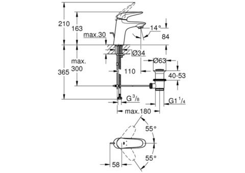 Смеситель для раковины Grohe Eurostyle 23707003