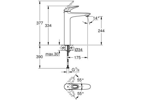 Смеситель для раковины Grohe Eurostyle New 23570LS3