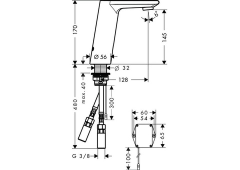 Смеситель для раковины Hansgrohe Metris S 31102000 электронный