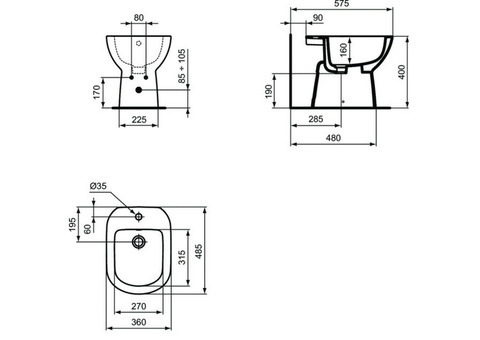 Биде напольное Ideal Standard Tempo T510201