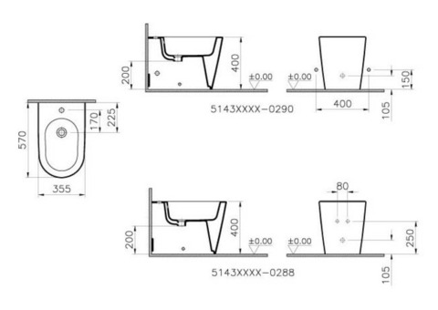 Биде напольное Vitra Matrix 5143B003-0288