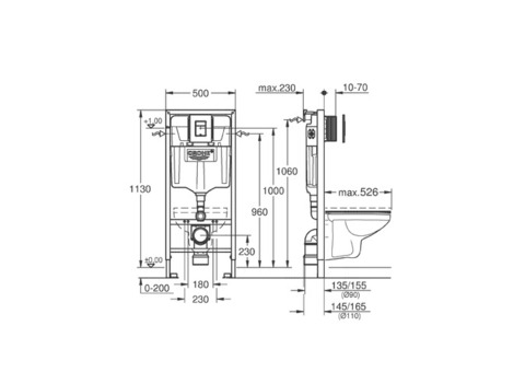 Инсталляция для подвесного унитаза Grohe Solido 3 в 1 с кнопкой 38832000