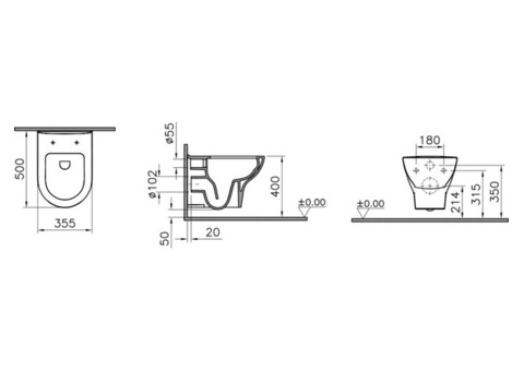 Унитаз подвесной Vitra Zentrum Rime-Ex 5795B003-0075