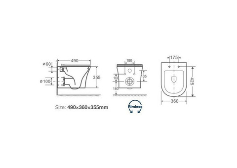 Унитаз подвесной безободковый Ceruttispa Adige Aria CT7837