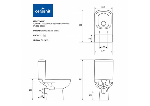 Унитаз-компакт Cersanit Colour Clean On 011 3/5 DPL EO