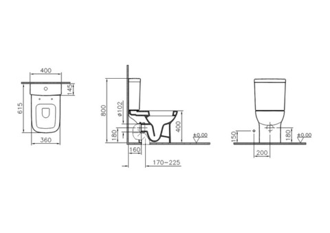 Унитаз-компакт Vitra S20 9819B003-7202 Open-Back