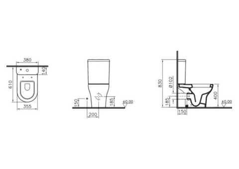 Унитаз-компакт Vitra Zentrum Rime-Ex 5785B003-0075