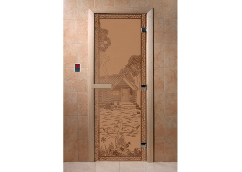 Дверь для сауны стеклянная Doorwood DW00922 Банька в лесу бронза матовая 800х2000 мм