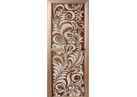 Дверь для сауны стеклянная Doorwood DW01211 Хохлома бронза 700х1900 мм