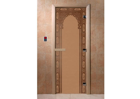 Дверь для сауны стеклянная Doorwood DW01508 Восточная арка бронза матовая 700х1900 мм